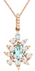 .70CT DIAMOND & AAA AQUAMARINE 14KT ROSE GOLD PEAR SHAPE & ROUND FLOWER PENDANT