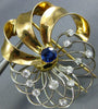 ANTIQUE LARGE 2.80CT DIAMOND & AAA SAPPHIRE 14KT 2 TONE GOLD FLOWER BROOCH #2402