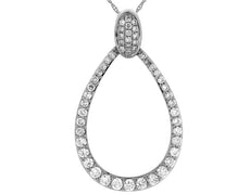 .66CT DIAMOND 14KT WHITE GOLD ROUND GRADUATING TEAR DROP LOVE FLOATING PENDANT