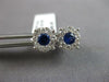 ESTATE .87CT DIAMOND & AAA SAPPHIRE 14KT WHITE GOLD ROUND FLOWER STUD EARRINGS