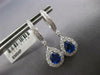 3.11CT DIAMOND & AAA SAPPHIRE 18K WHITE GOLD PEAR SHAPE & ROUND HANGING EARRINGS