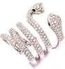 ESTATE 2.28CT DIAMOND & AAA EMERALD 18KT WHITE GOLD 3D DOUBLE SNAKE FUN RING