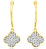 ESTATE .26CT DIAMOND 14KT 2 TONE GOLD CLASSIC FLOWER LEVERBACK HANGING EARRINGS