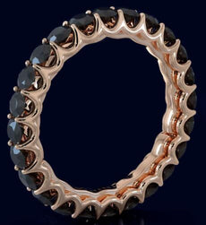 2.53CT BLACK DIAMOND 14KT ROSE GOLD 3D ROUND ETERNITY WEDDING ANNIVERSARY RING