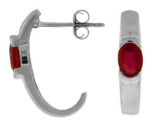 .55CT AAA RUBY 14KT WHITE GOLD 3D CLASSIC OVAL SEMI BEZEL FUN HANGING EARRINGS