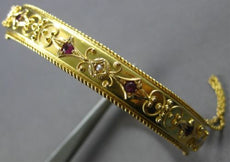 ANTIQUE WIDE .60CT AAA RUBY & PEARL 18K ROSE & YELLOW GOLD CUFF BANGLE BRACELET