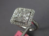 LARGE .92CT DIAMOND 18K WHITE GOLD ROUND & BAGUETTE CLUSTER SQUARE OCTAGON RING