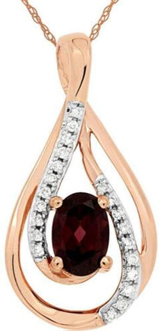 .68CT DIAMOND & AAA RHODOLITE 14KT ROSE GOLD 3D OVAL & ROUND TEAR DROP PENDANT