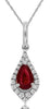 .52CT DIAMOND & AAA RUBY 14KT WHITE GOLD PEAR SHAPE TEAR DROP FLOATING PENDANT
