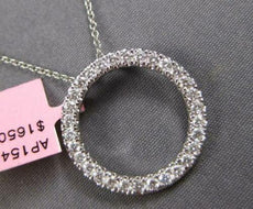 .55CT DIAMOND 14KT WHITE GOLD 3D CLASSIC CIRCLE OF LIFE LOVE FLOATING PENDANT