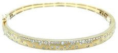 .61CT DIAMOND 18KT YELLOW GOLD ROUND ETOILE MATTE & SHINY CUFF BANGLE BRACELET