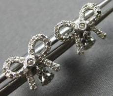 ESTATE .16CT DIAMOND 14KT WHITE GOLD 3D CLASSIC FLOWER BOW FUN HANGING EARRINGS