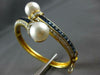 LARGE 6.72CT DIAMOND & AAA SAPPHIRE & PEARL 18K 2 TONE GOLD CUFF BANGLE BRACELET