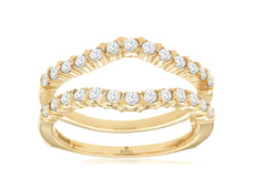 .50CT DIAMOND 14KT YELLOW GOLD ROUND BEZEL PRONG V SHAPE INSERT ANNIVERSARY RING