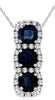 1.24CT DIAMOND & AAA SAPPHIRE 14KT WHITE GOLD 3D CUSHION & ROUND 3 STONE PENDANT