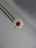 ESTATE .64CT DIAMOND & AAA RUBY 18KT WHITE GOLD 3D CLUSTER FLOWER STUD EARRINGS