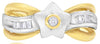 ESTATE .20CT DIAMOND 18KT 2 TONE GOLD ROUND & BAGUETTE ETOILE STAR FUN LOVE RING
