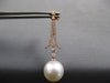 ESTATE LARGE .57CT DIAMOND & AAA SOUTH SEA PEARL 18K ROSE GOLD V SHAPE HANGING EARRINGS