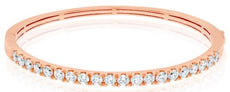 3.0CT DIAMOND 18KT ROSE GOLD 3D ROUND CLASSIC SEMI ETERNITY CUFF BANGLE BRACELET