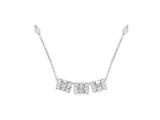 .36CT DIAMOND 14KT WHITE GOLD ROUND & BAGUETTE SQUARE BY THE YARD LOVE NECKLACE