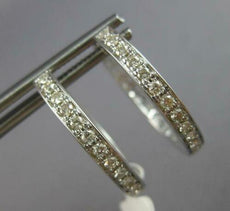ESTATE .49CT DIAMOND 14K WHITE GOLD CLASSIC ROUND FILIGREE HOOP HANGING EARRINGS