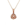 ESTATE .41CT DIAMOND 18KT ROSE GOLD 3D FLOWER TRIANGULAR FLOATING PENDANT