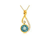.83CT DIAMOND & AAA BLUE TOPAZ 14K YELLOW GOLD 3D TREBLE CLEF MUSIC NOTE PENDANT