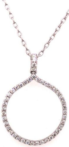 .81CT DIAMOND 18KT WHITE GOLD CLASSIC OPEN TEAR DROP CIRCULAR FLOATING PENDANT