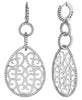 1.36CT DIAMOND 18KT WHITE GOLD 3D FILIGREE TEAR DROP LOVE KNOT HANGING EARRINGS
