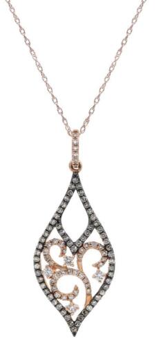 .50CT WHITE & MOCHA DIAMOND 14KT ROSE & BLACK GOLD 3D TEAR DROP FLOATING PENDANT