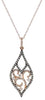 .50CT WHITE & MOCHA DIAMOND 14KT ROSE & BLACK GOLD 3D TEAR DROP FLOATING PENDANT