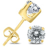 ESTATE 1.0CT DIAMOND 14KT YELLOW GOLD 3D SOLITAIRE ROUND 4 PRONG STUD EARRINGS