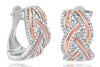 WIDE .81CT DIAMOND 14KT 2 TONE GOLD MULTI LEAF CRISS CROSS FUN HANGING EARRINGS