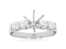 .80CT DIAMOND 14K WHITE GOLD 3D ROUND 5 STONE 6 PRONG SEMI MOUNT ENGAGEMENT RING