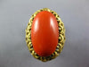 ANTIQUE LARGE AAA CORAL 18K YELLOW GOLD 3D CLASSIC OVAL LOVE KNOT FUN RING 26884