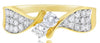 .53CT DIAMOND 14KT YELLOW GOLD 3D ROUND CLASSIC 2 STONE CRISS CROSS LOVE RING