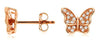 ESTATE .16CT DIAMOND 14KT ROSE GOLD 3D CLASSIC BUTTERFLY STUD EARRINGS