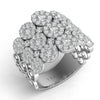 ESTATE EXTRA LARGE 2.98CT DIAMOND 14KT WHITE GOLD CLASSIC MULTI FLOWER LOVE RING