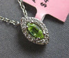 .16CT DIAMOND & AAA PERIDOT 14KT WHITE GOLD MARQUISE SHAPE HALO FLOATING PENDANT