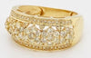 ESTATE 1.0CT DIAMOND 14KT YELLOW GOLD 3D CLASSIC MULTI FLOWER ANNIVERSARY RING