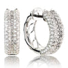 ESTATE WIDE 1.74CT DIAMOND 18K WHITE GOLD CLASSIC MULTI ROW PAVE HUGGIE EARRINGS