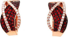 2.23CT DIAMOND & AAA SAPPHIRE 18KT ROSE GOLD CRISS CROSS HOOP HANGING EARRINGS