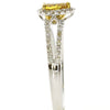 .81CT WHITE & FANCY YELLOW DIAMOND 18K 2 TONE GOLD 3D PEAR SHAPE ENGAGEMENT RING