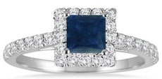 1.92CT DIAMOND & AAA SAPPHIRE 14KT WHITE GOLD 3D 7 STONE LUCIDA FRIENDSHIP RING