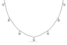 .21CT DIAMOND 14KT WHITE GOLD CLASSIC BEZEL CHANDELIER BY THE YARD LOVE NECKLACE