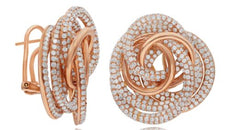 LARGE 7.78CT DIAMOND 14KT ROSE GOLD 3D MULTI CIRCULAR FLORAL LOVE KNOT EARRINGS