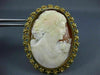 ANTIQUE EXTRA LARGE 18KT YELLOW GOLD HANDCRAFTED FILIGREE LADY CAMEO PIN PENDANT