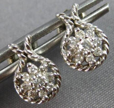 ESTATE .33CT DIAMOND 14KT WHITE GOLD 3D FLOWER FILIGREE HORSESHOE STUD EARRINGS