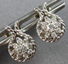 ESTATE .33CT DIAMOND 14KT WHITE GOLD 3D FLOWER FILIGREE HORSESHOE STUD EARRINGS