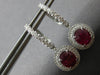 4.83CT DIAMOND & AAA RUBY 18KT WHITE GOLD 3D OVAL DOUBLE HALO HANGING EARRINGS